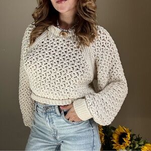 Zara Cream Crochet Women's Sweater